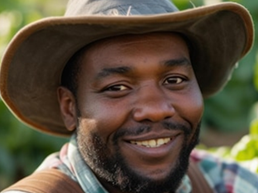 Viljelijä työskentelee vihannespenkin äärellä